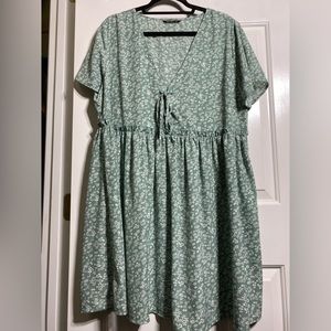 Lace up front grill floral dress